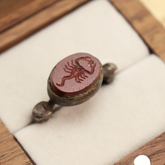 Roman Silver Ring with Jasper Scorpion Intaglio