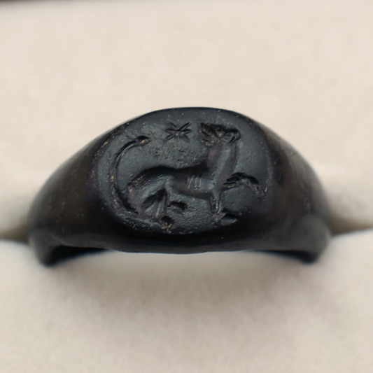 Greek Bronze Ring with Panther and Star