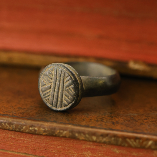 Roman Bronze Ring with Geometric Design