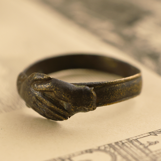Roman Clasped Hands Bronze Ring