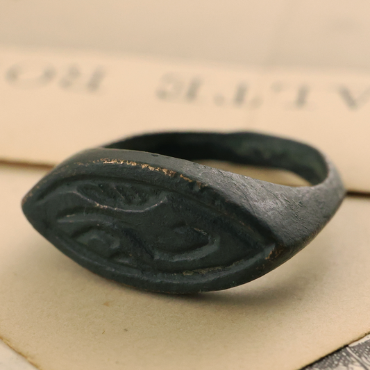 Medieval Bronze Ring with Geometric Design