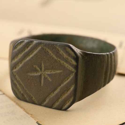 Roman Bronze Ring with Rosette Design