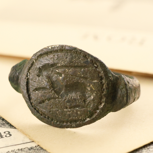 Roman Bronze Signet Ring depicting Ibex