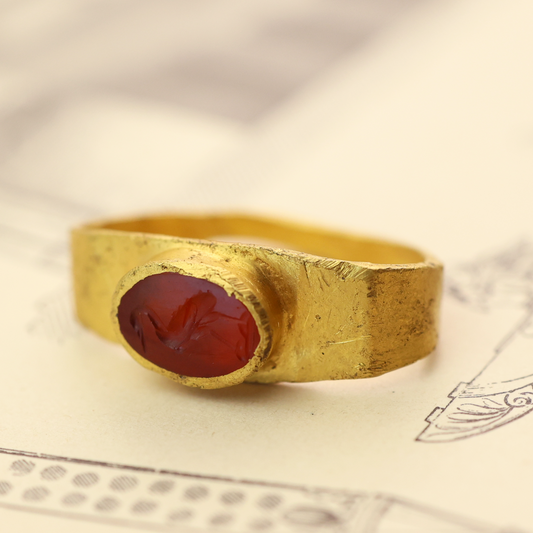 Roman Gold Ring with Stork Gemstone