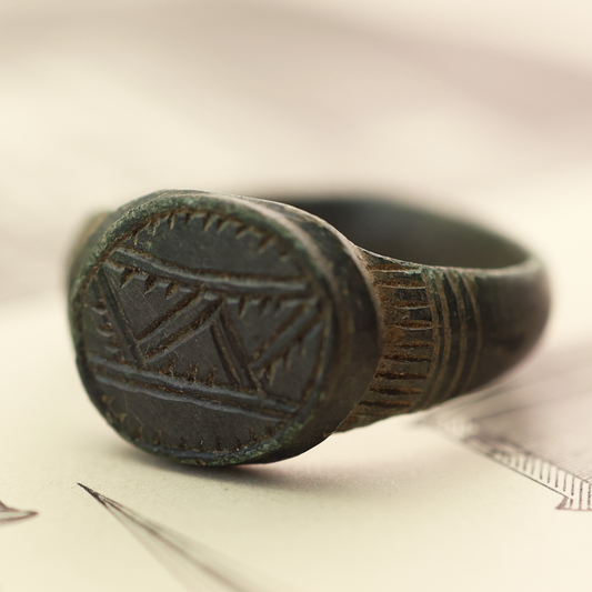 Roman Bronze Coin with Geometric Design